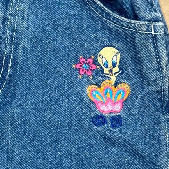 Warner Bros Looney Tunes Denim Enbroidered Tweety Skirt Girls XS 4/5 - Picture 3 of 4